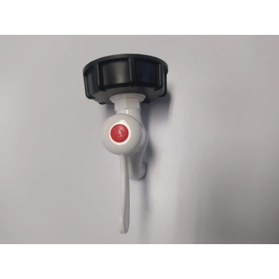 Kran 3/4 cala plastikowy biało/czarny IBC | mauser